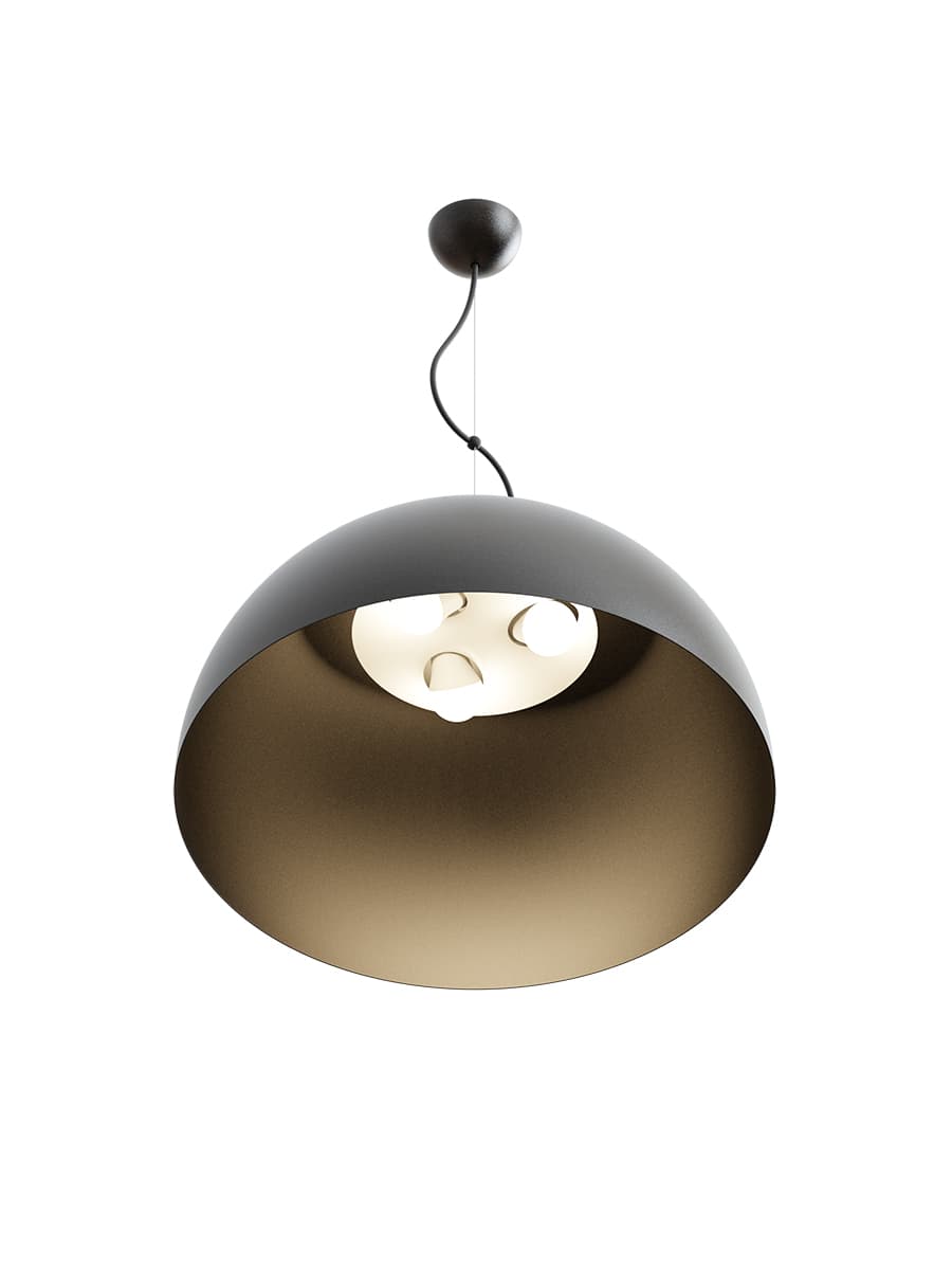 Pendant lamp Cocco Hemisfera triple ⌀90 white, aluminum, TAR - 344576