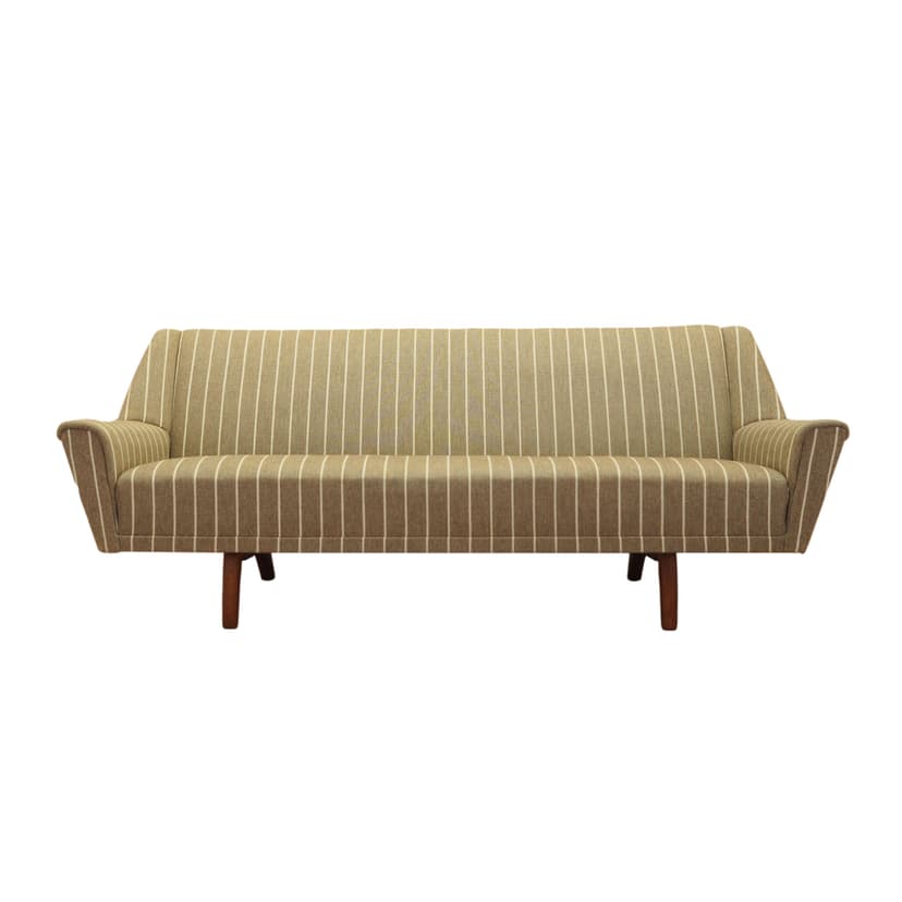 Sofa, beige fabric, oak, Denmark, 1970s.