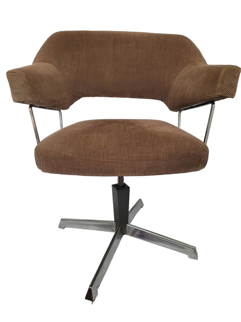 Swivel Office Chair, brown corduroy, chrome, Germany, 1960s.