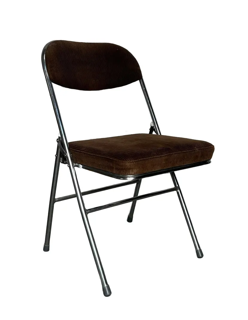 Folding chair Bauhaus, dark brown corduroy, chrome, 1970s.