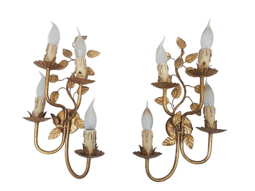 Pair of wall sconces, Coco Chanel, gold, gold-plated metal, vintage