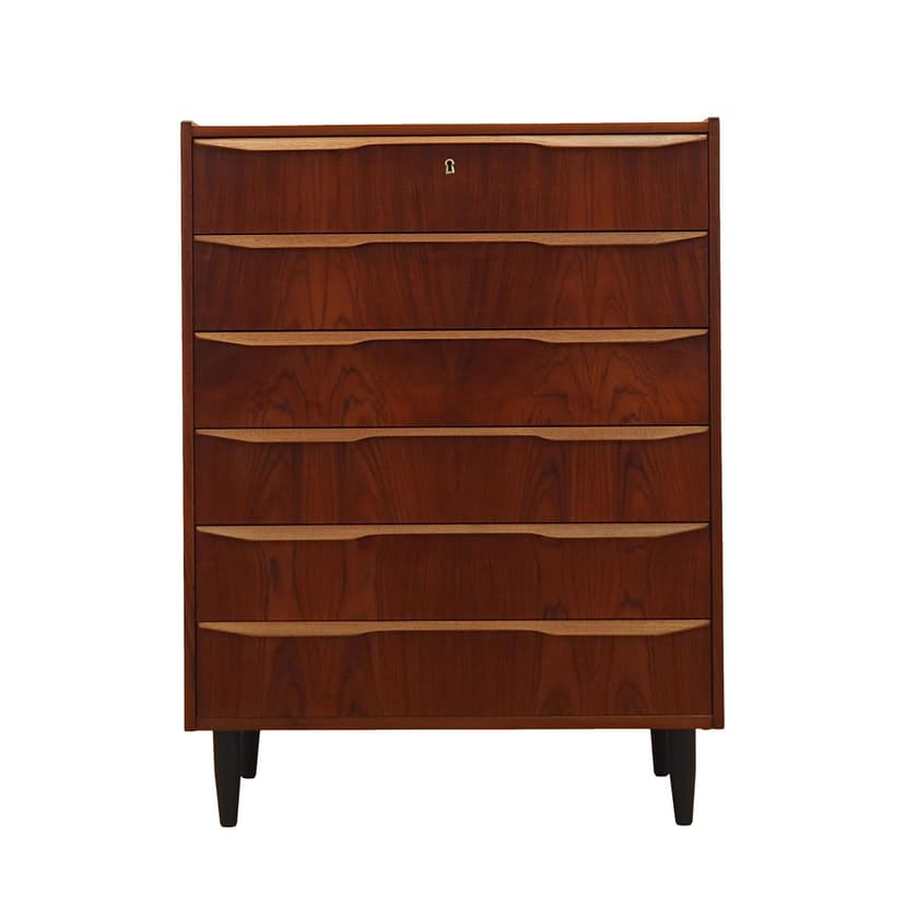 Chest of drawers, teak, black wood, Denmark, 1970s.