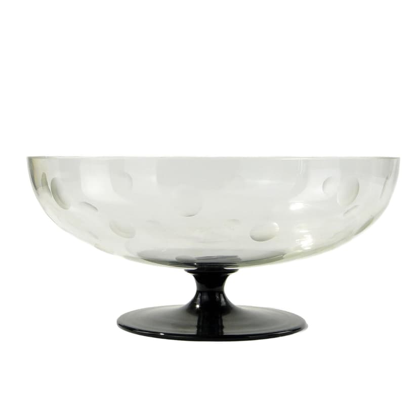 Centerpiece Art Deco, transparent glass, black glass, Hortensja Glassworks, Poland, 1920s.