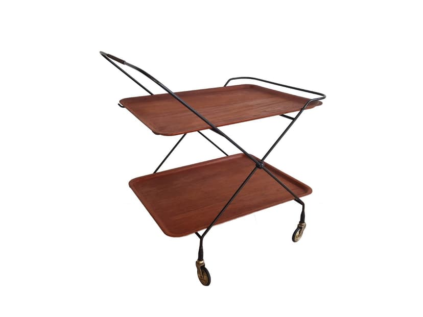 Bar cart, teak brown, metal black, JIE Gantoft