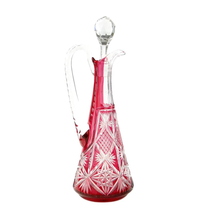 Wine decanter, pink, crystal, Val Saint Lambert, Belgium, 1930s