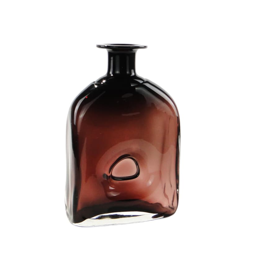 Artistic vase, purple black transparent, glass, by J. Maraj, Poland, 1970s.