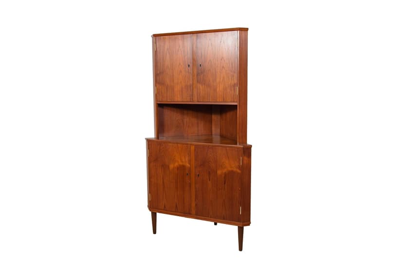 Corner cabinet, brown teak, Denmark, 1960s.