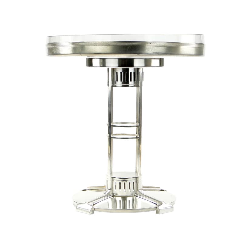 Centerpiece, silver-plated brass, transparent glass, Albrecht & Tich, Austria, 1920s.