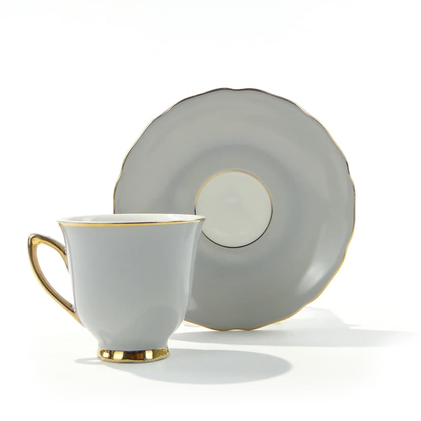 Coffee cup, white porcelain, gold, Rudolf Kämpf, Czechoslovakia, 1950s.