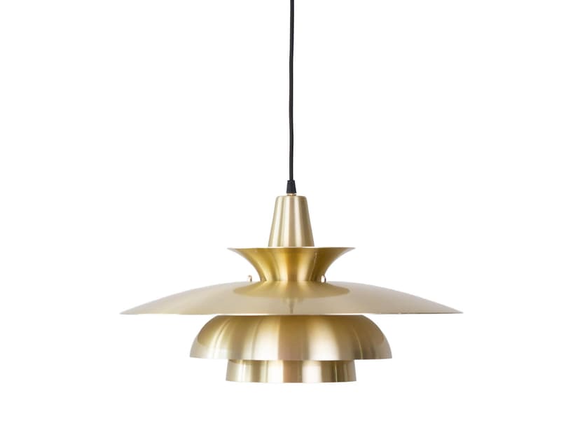 Pendant lamp, gold aluminum, by D. Mogensen, Denmark, 1980s.