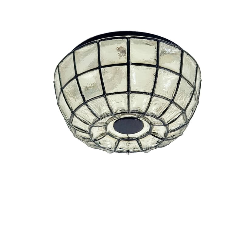 Ceiling Lamp/Wall Sconce, transparent glass, black metal, Limburg, Germany, 1960s.