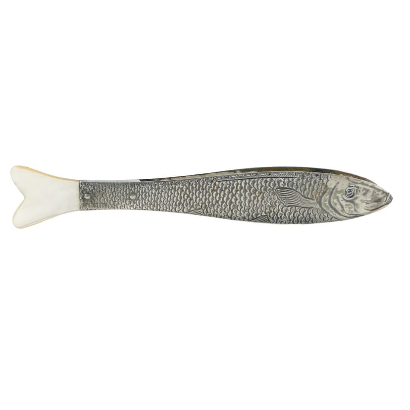 Fish Bone Tweezer, silver-plated brass, mother-of-pearl, Germany, turn of the 19th and 20th centuries