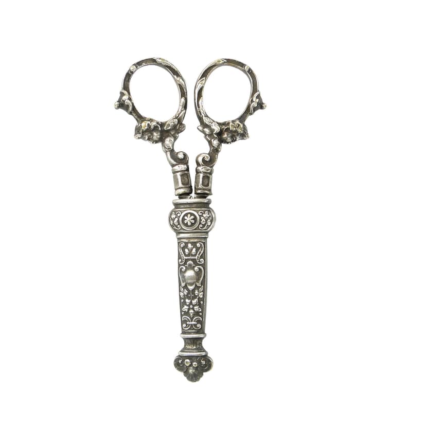 Eclectic Table Scissors, silver, brass, steel, Poland, 19th century