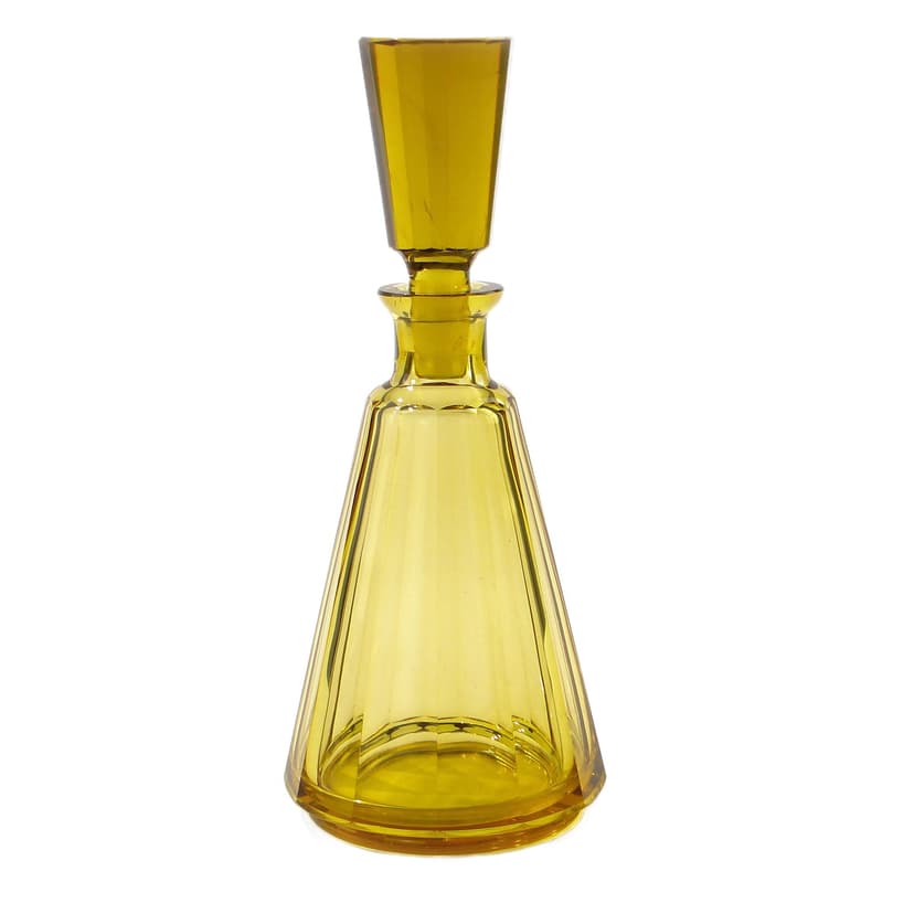 Decanter Art Deco, yellow crystal, Czech Republic, 1920s