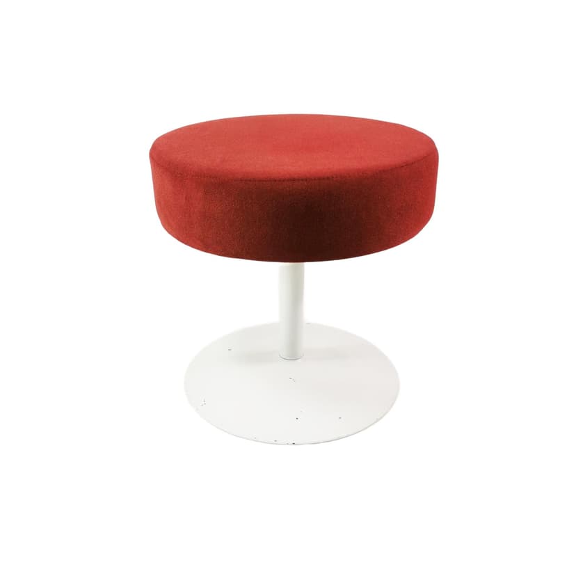 Stool Space Age, red fabric, white metal, Germany, 1970s.