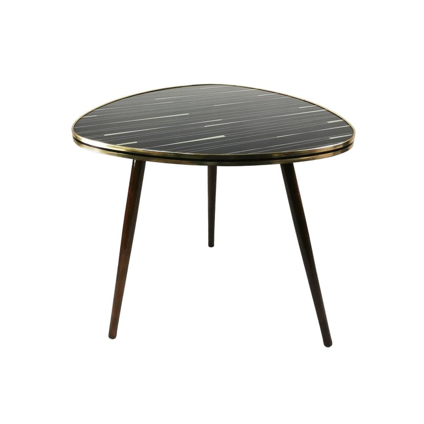 Coffee Table Art Deco, black glass, brown beech, gold brass, Germany, 1960s.