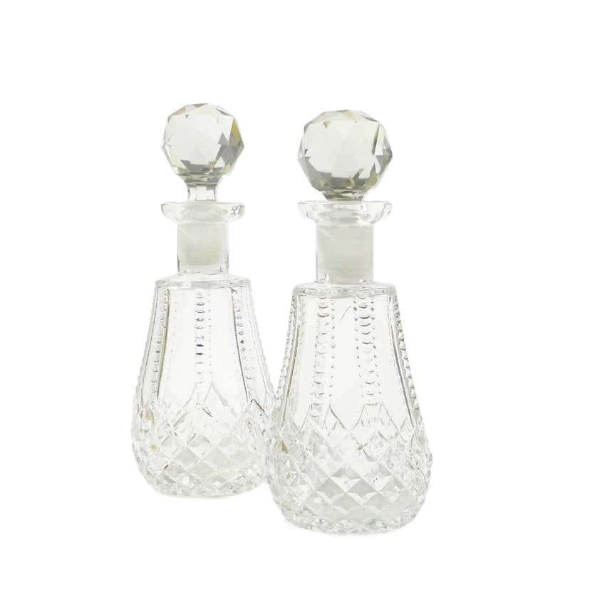 pair of decanters Art Deco, transparent crystal, Europe, early 20th c.