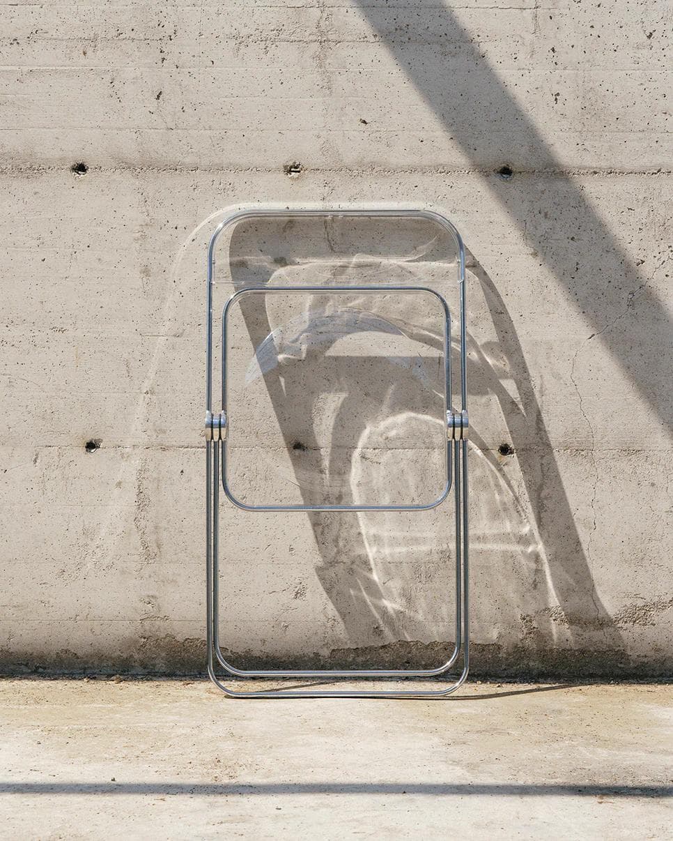 Folding chair Plia, blue, chrome, by G. Piretti, Anonima Castelli - 348560