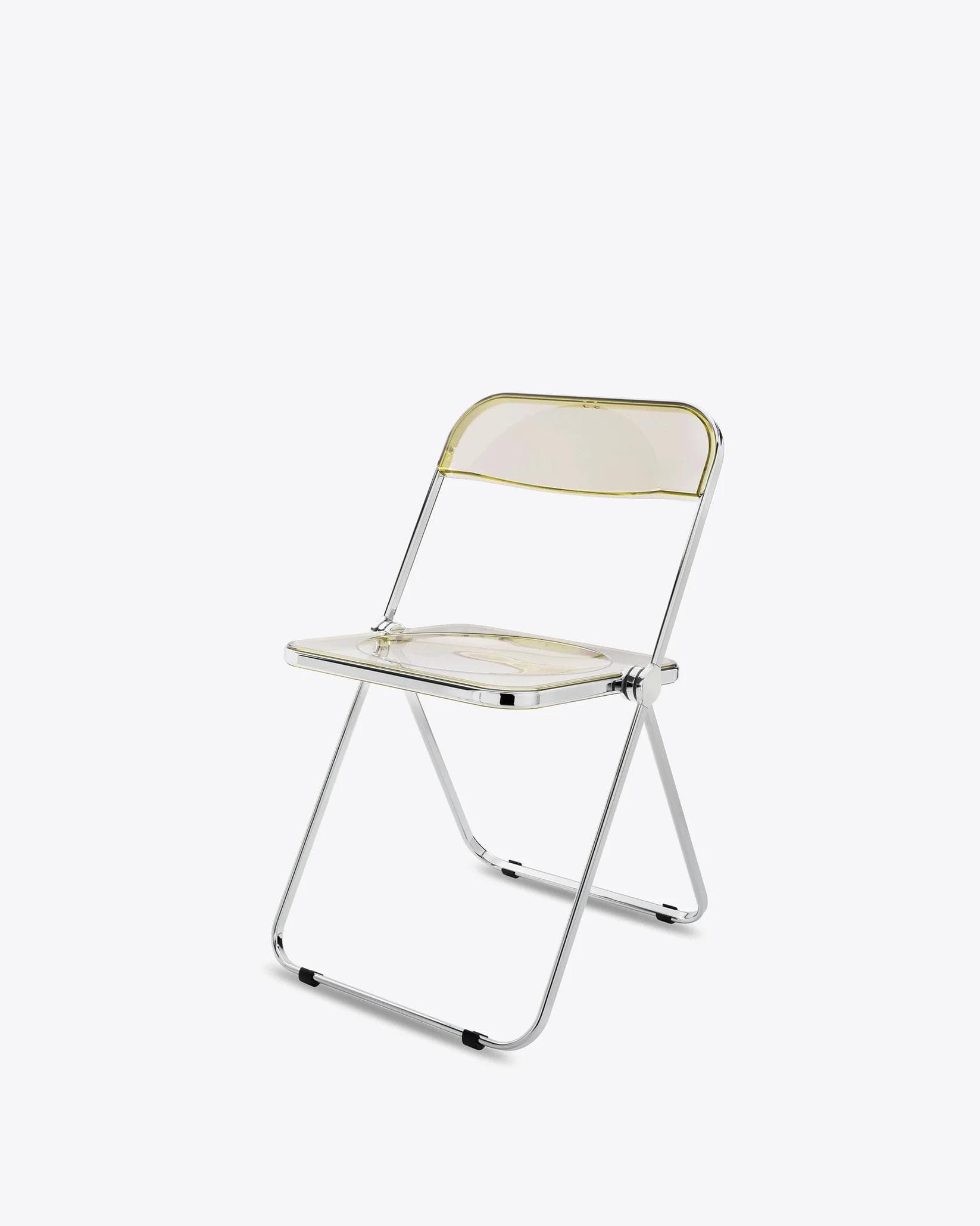 Folding chair Plia yellow, chrome, by G. Piretti, Anonima Castelli