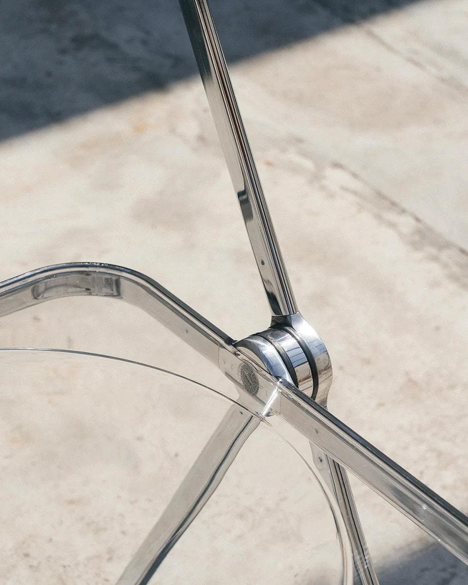 Folding chair Plia, transparent, white, by G. Piretti, Anonima Castelli - 348504