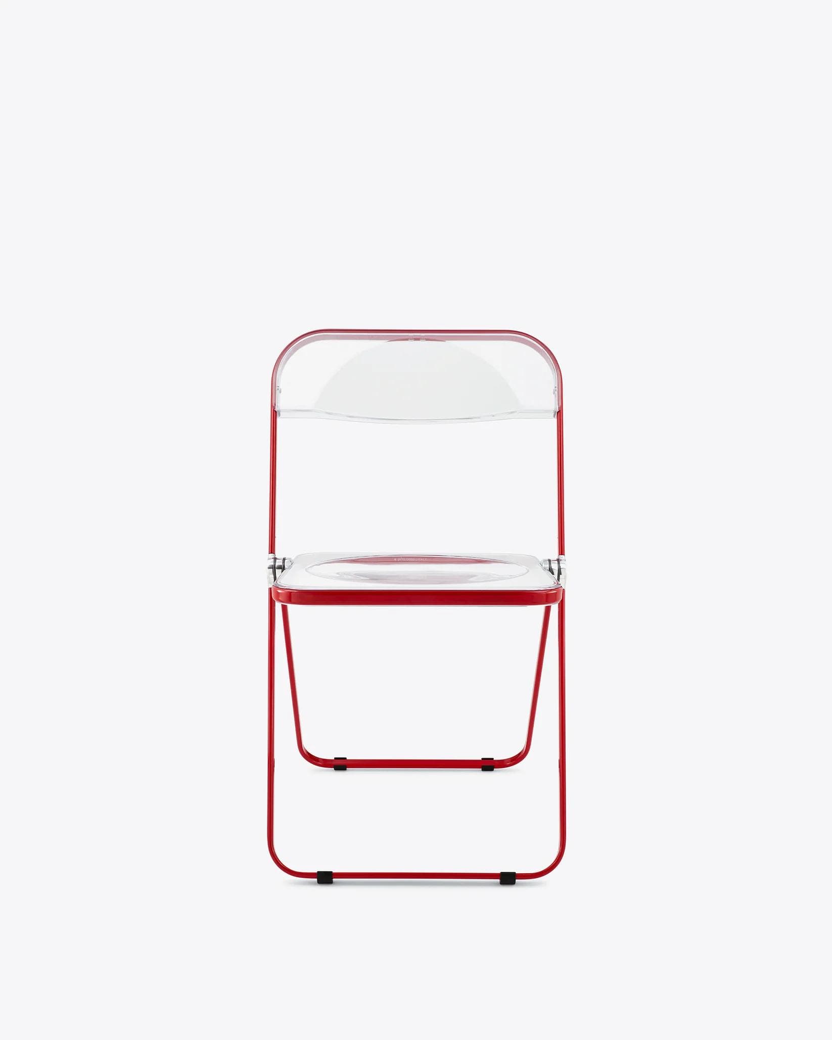 Folding chair Plia, transparent, red, by G. Piretti, Anonima Castelli - 348476
