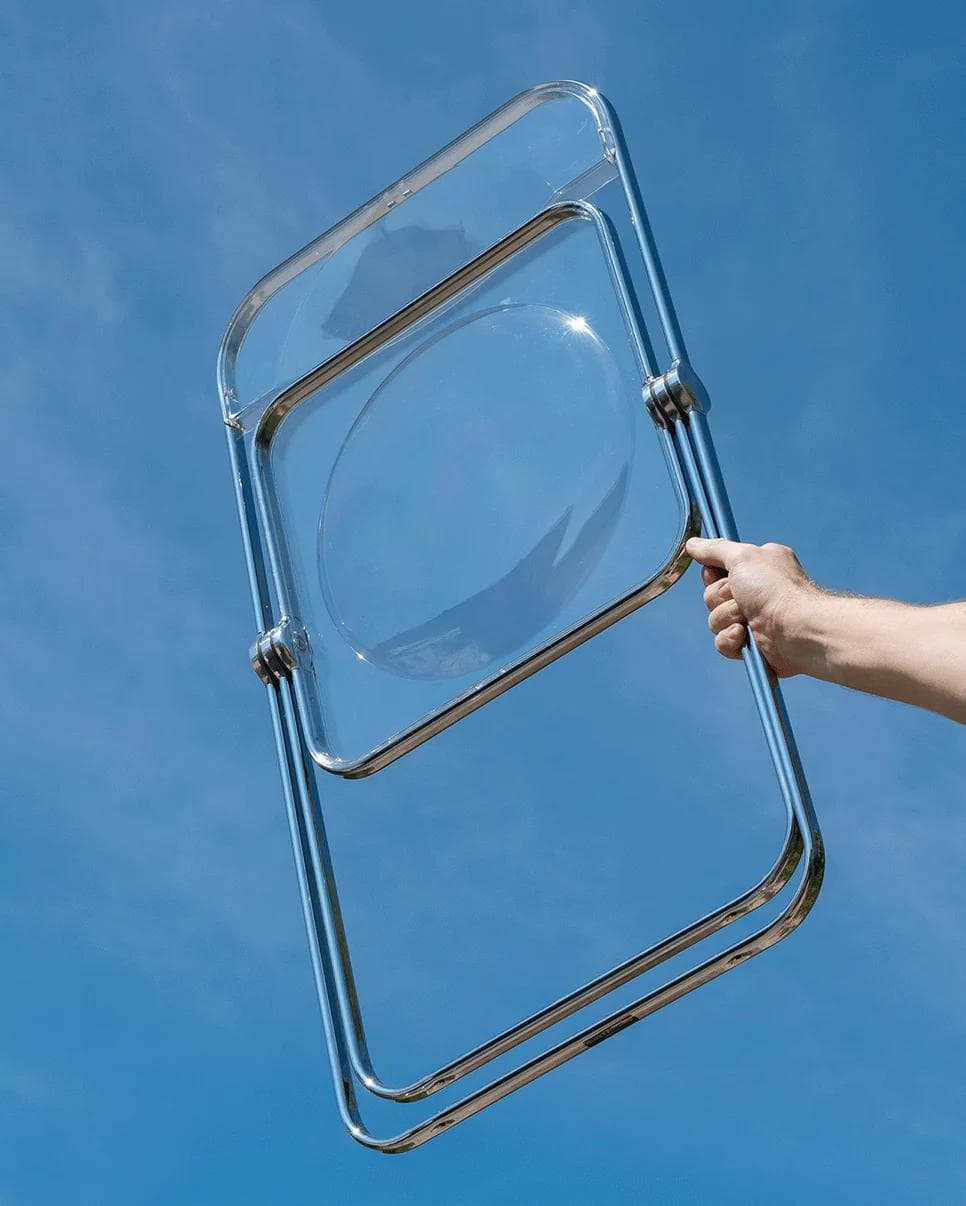 Folding chair Plia, transparent, red, by G. Piretti, Anonima Castelli - 348473