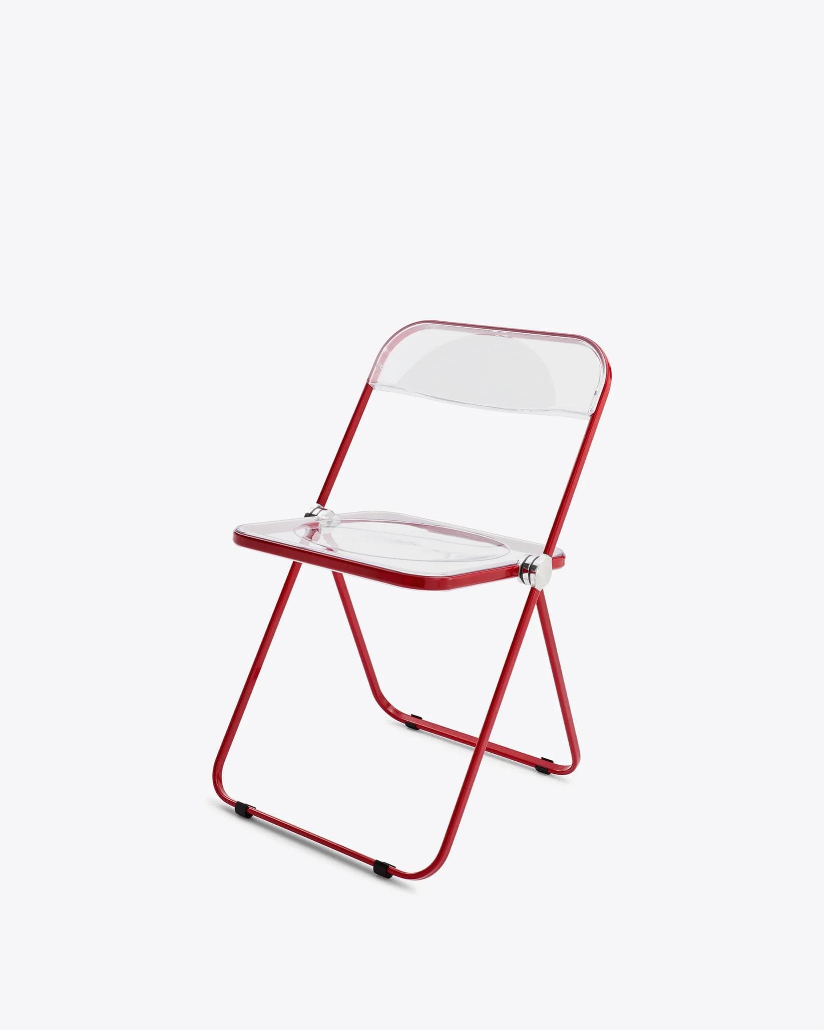 Folding chair Plia, transparent, red, by G. Piretti, Anonima Castelli