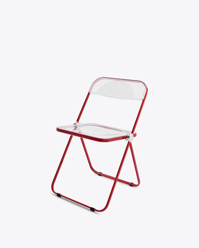 Folding chair Plia, transparent, red, by G. Piretti, Anonima Castelli - DIMENSION