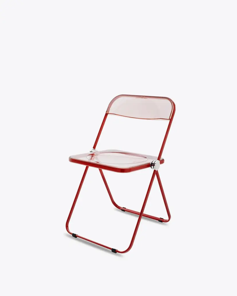 Plia folding chair, pink, red, by G. Piretti, Anonima Castelli