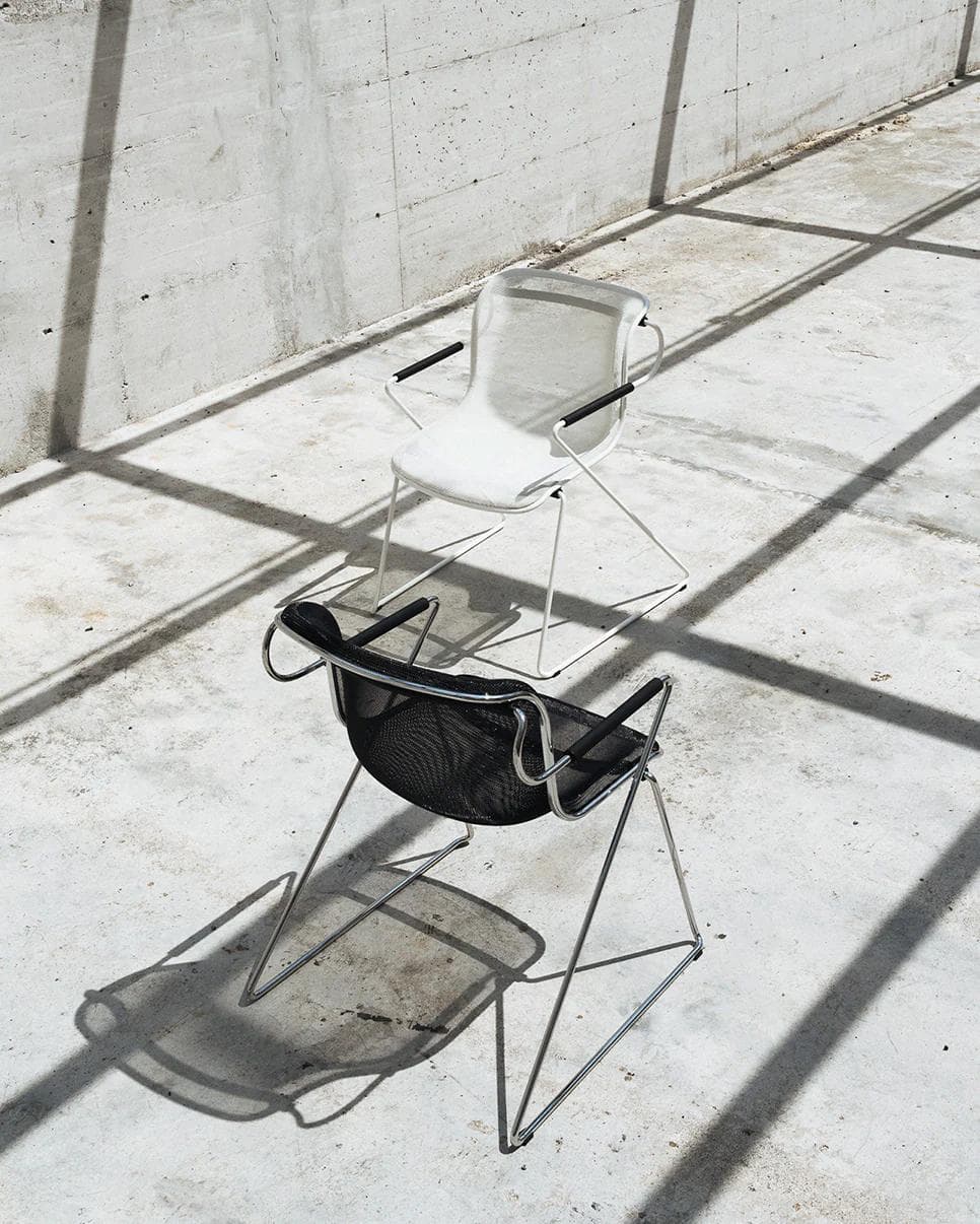 Penelope chair, with armrests, black, chrome, by Ch.R.Pollock, Anonima Castelli - 348430