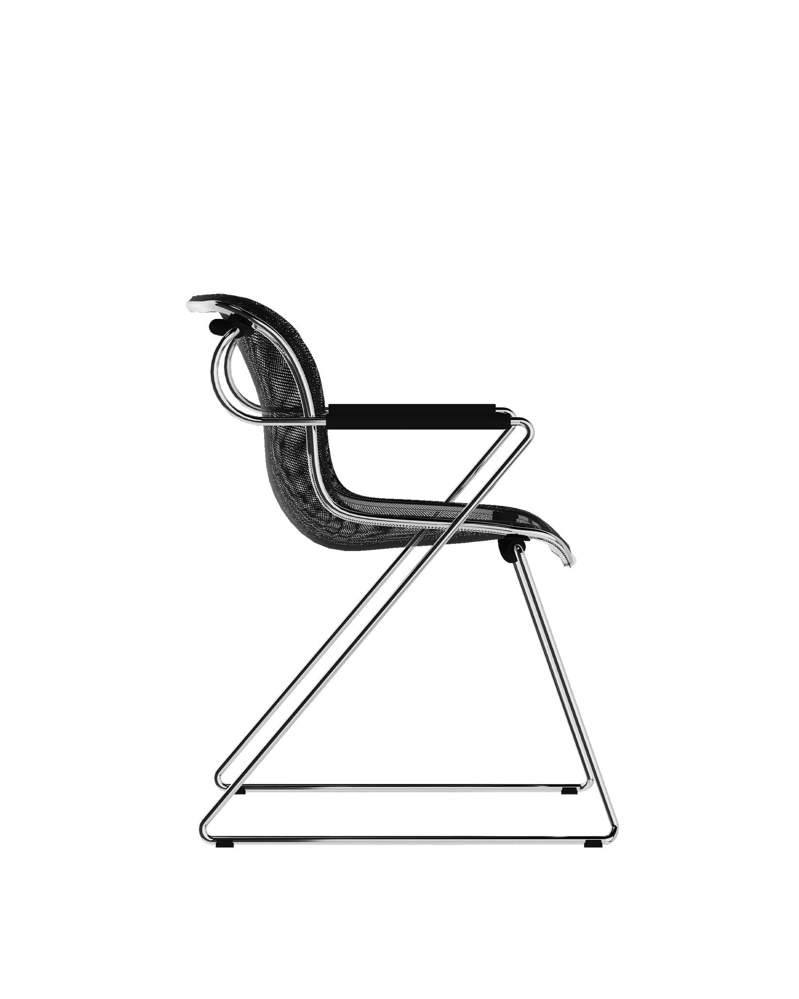 Penelope chair, with armrests, black, chrome, by Ch.R.Pollock, Anonima Castelli - 348428