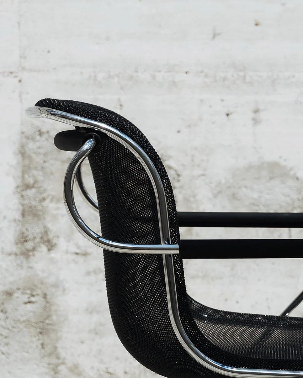 Penelope chair, with armrests, black, chrome, by Ch.R.Pollock, Anonima Castelli - 348431