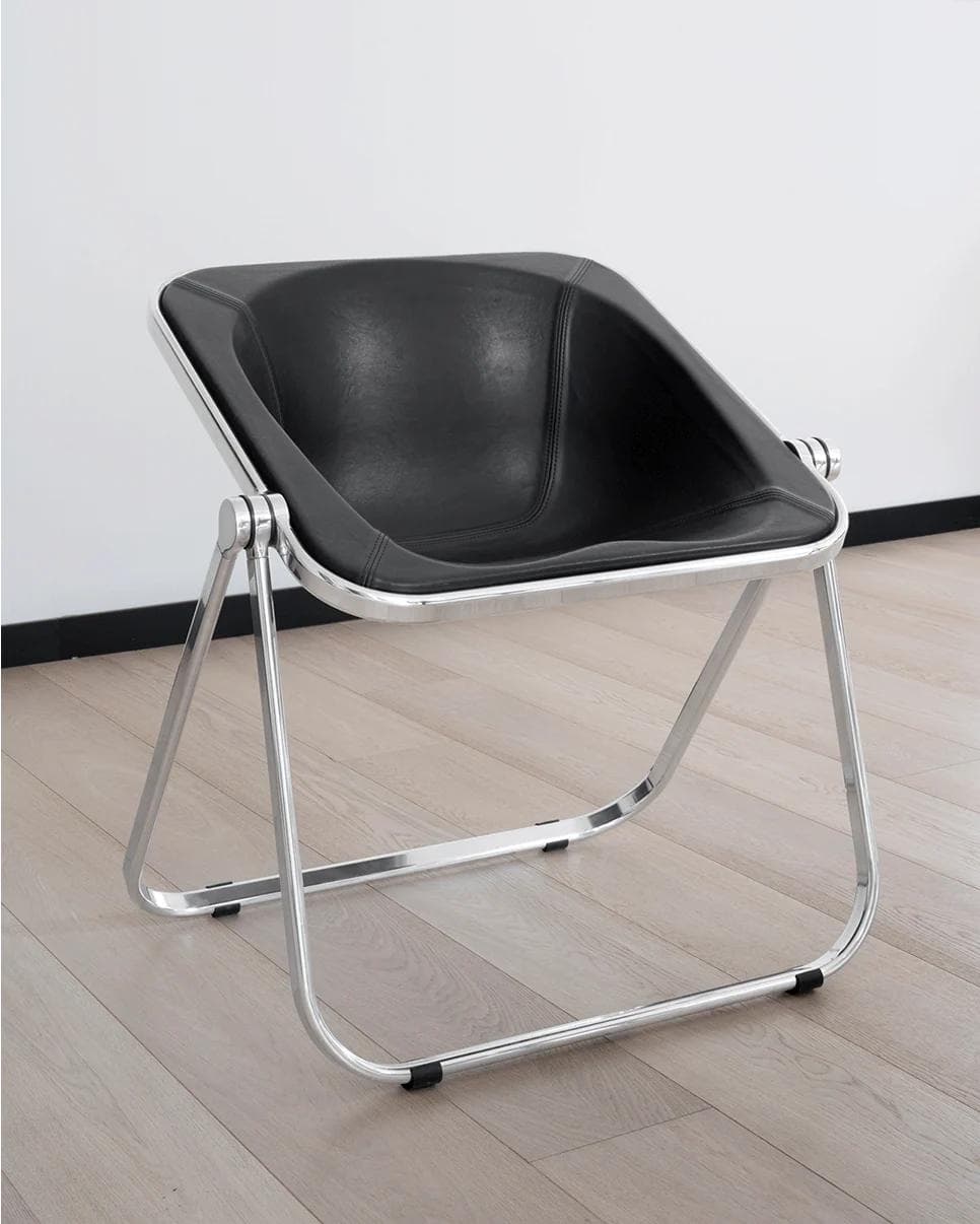 Plona armchair, chrome, black, leather, by G. Piretti, Anonima Castelli - 348396