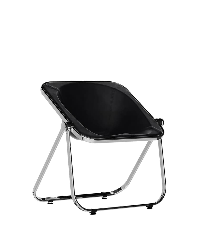 Plona armchair, chrome, black, leather, by G. Piretti, Anonima Castelli