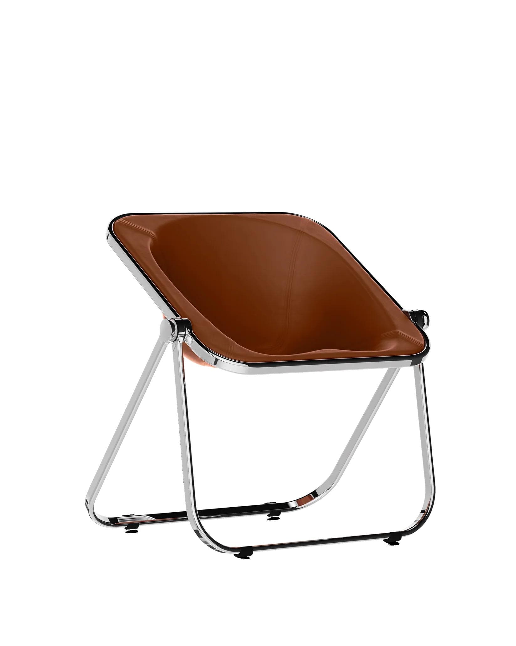 Plona armchair, chrome, cognac, leather, by G. Piretti, Anonima Castelli
