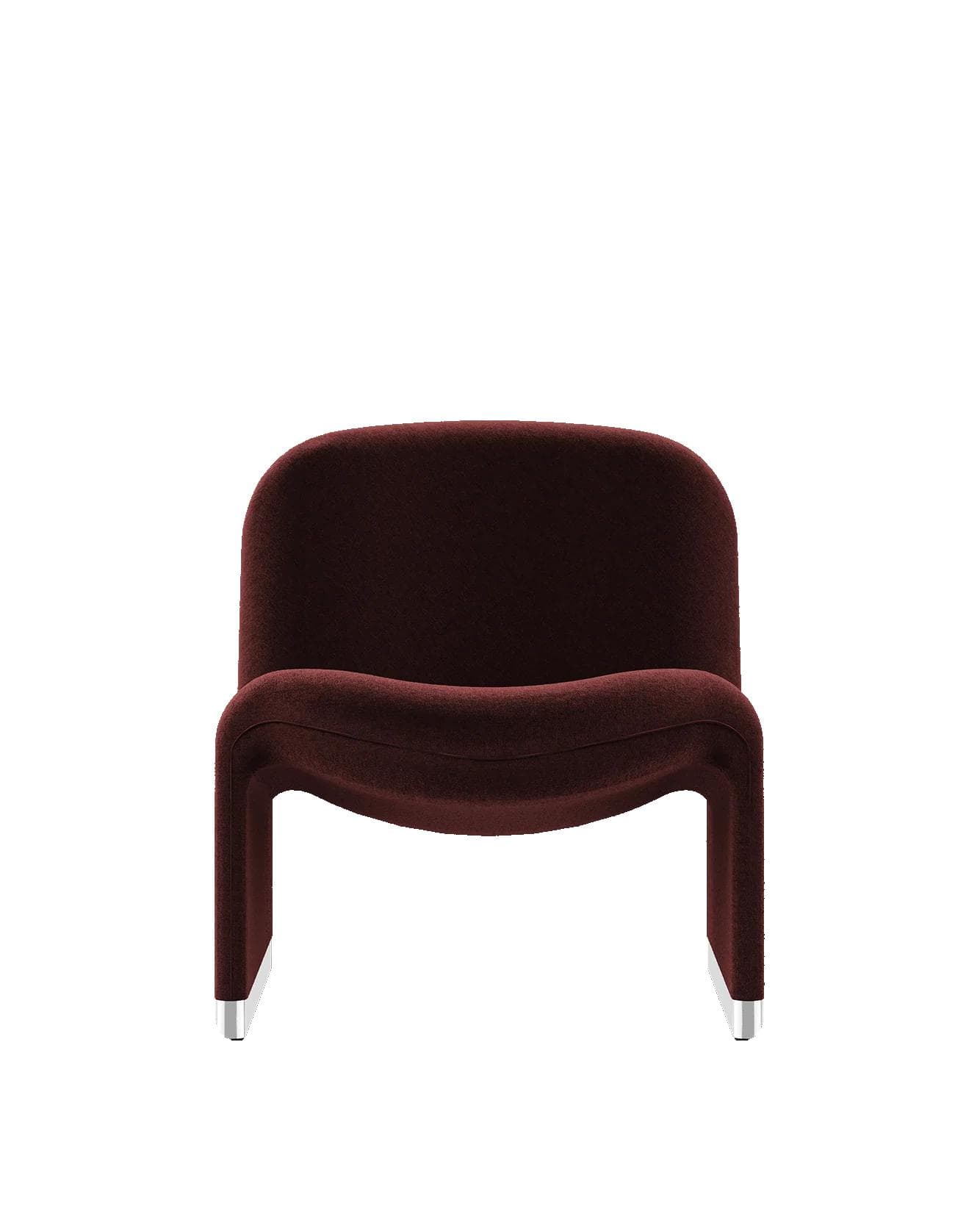 Alky armchair, burgundy, velvet, by G. Piretti, Anonima Castelli