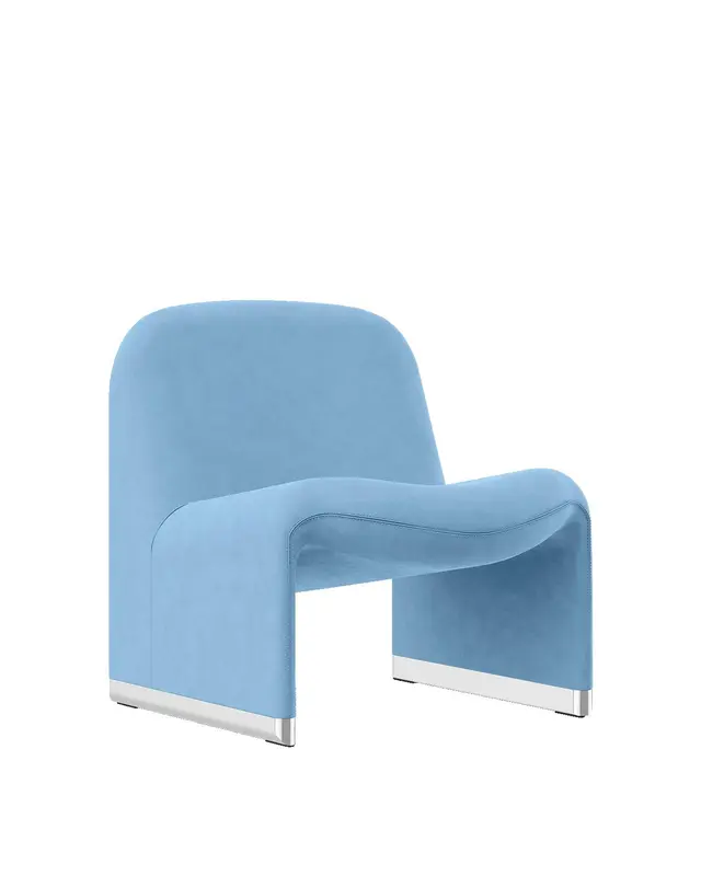 Alky armchair, light blue, velvet, by G. Piretti, Anonima Castelli - DIMENSION