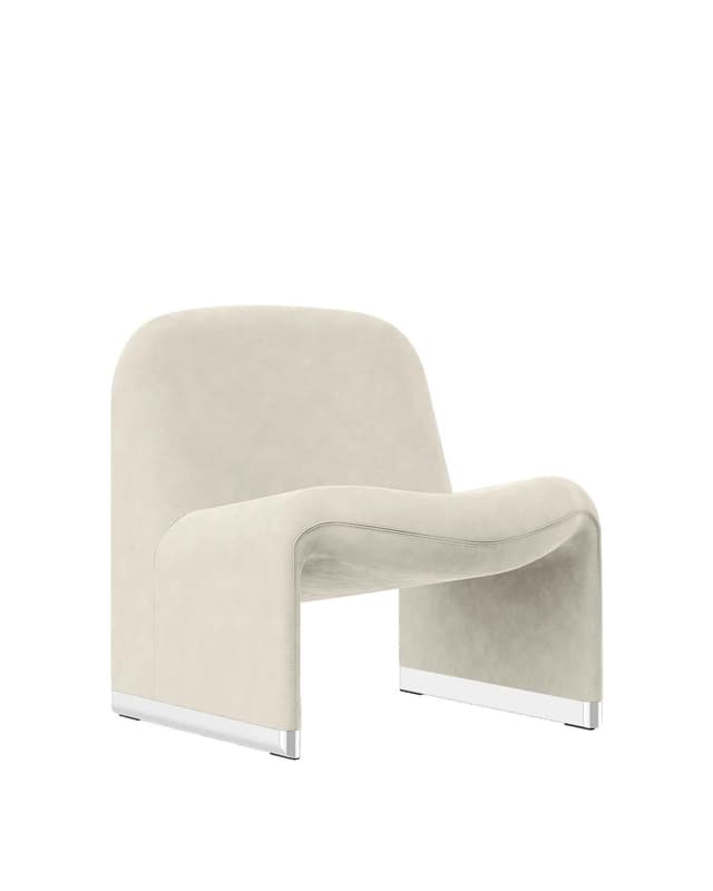 Alky armchair, beige, velvet, by G. Piretti, Anonima Castelli - DIMENSION