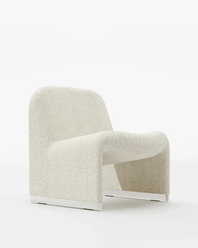 Alky Armchair, beige, boucle fabric, by G. Piretti, Anonima Castelli - DIMENSION
