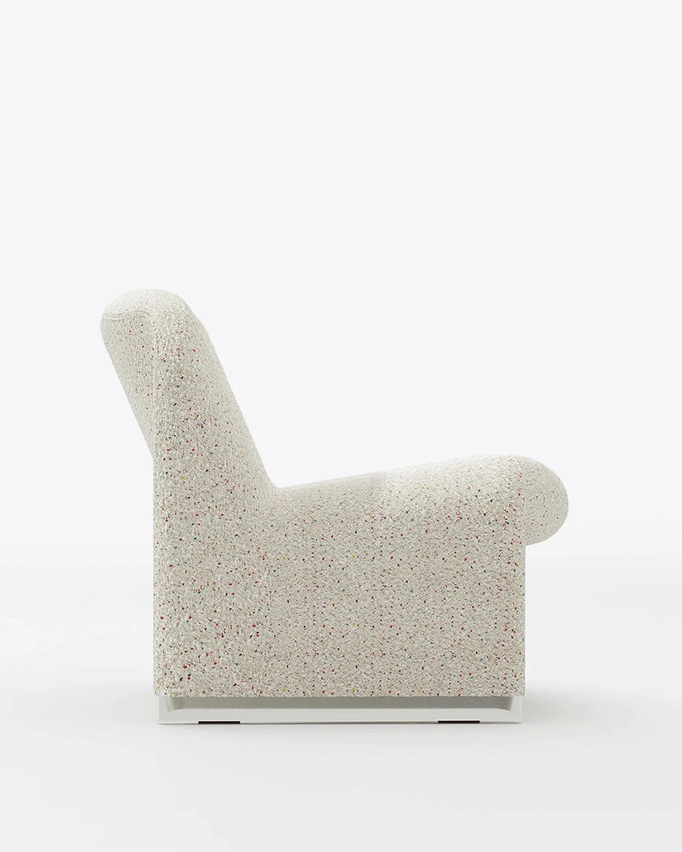 Alky armchair, white, bouclé fabric, by G. Piretti, Anonima Castelli - 348881