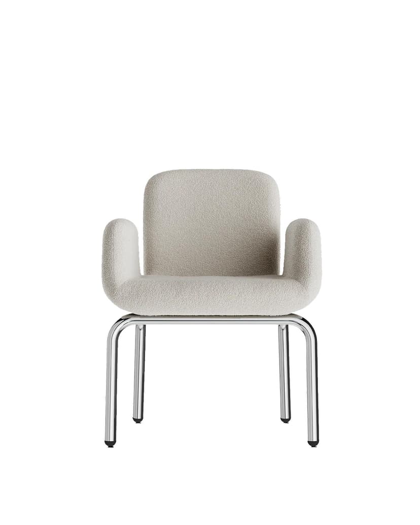 Armchair LS24 beige, boucle fabric, by M. Viezzoli, Anonima Castelli