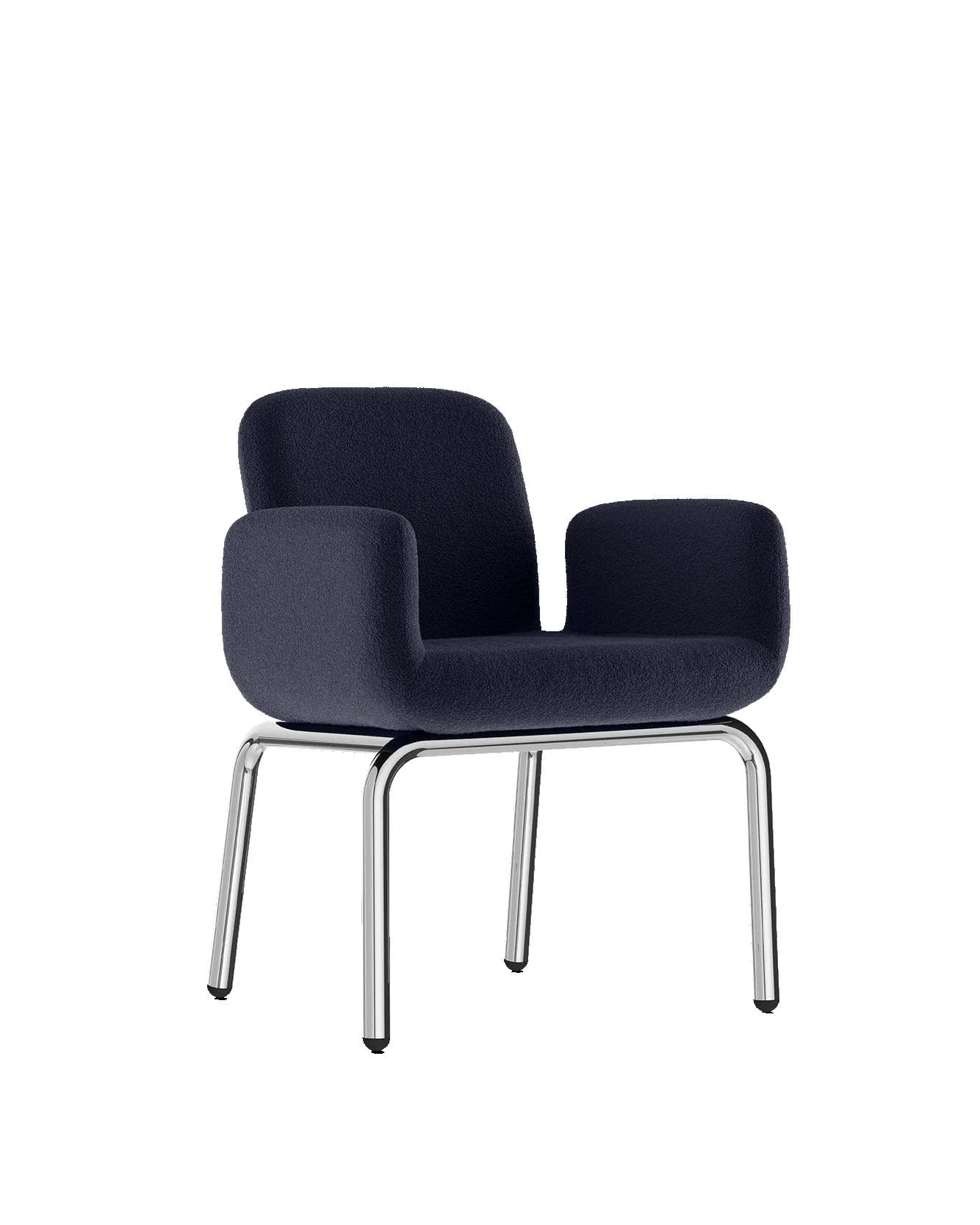 Armchair LS24 navy blue, boucle fabric, by M. Viezzoli, Anonima Castelli - 348824