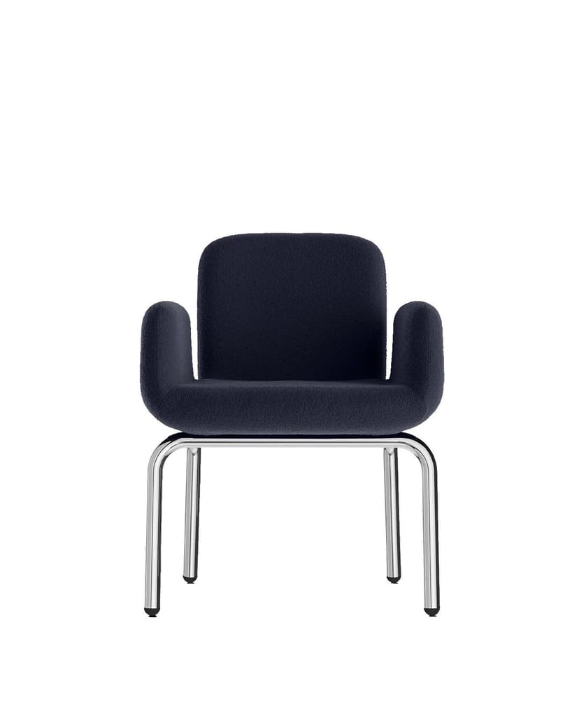 Armchair LS24 navy blue, boucle fabric, by M. Viezzoli, Anonima Castelli