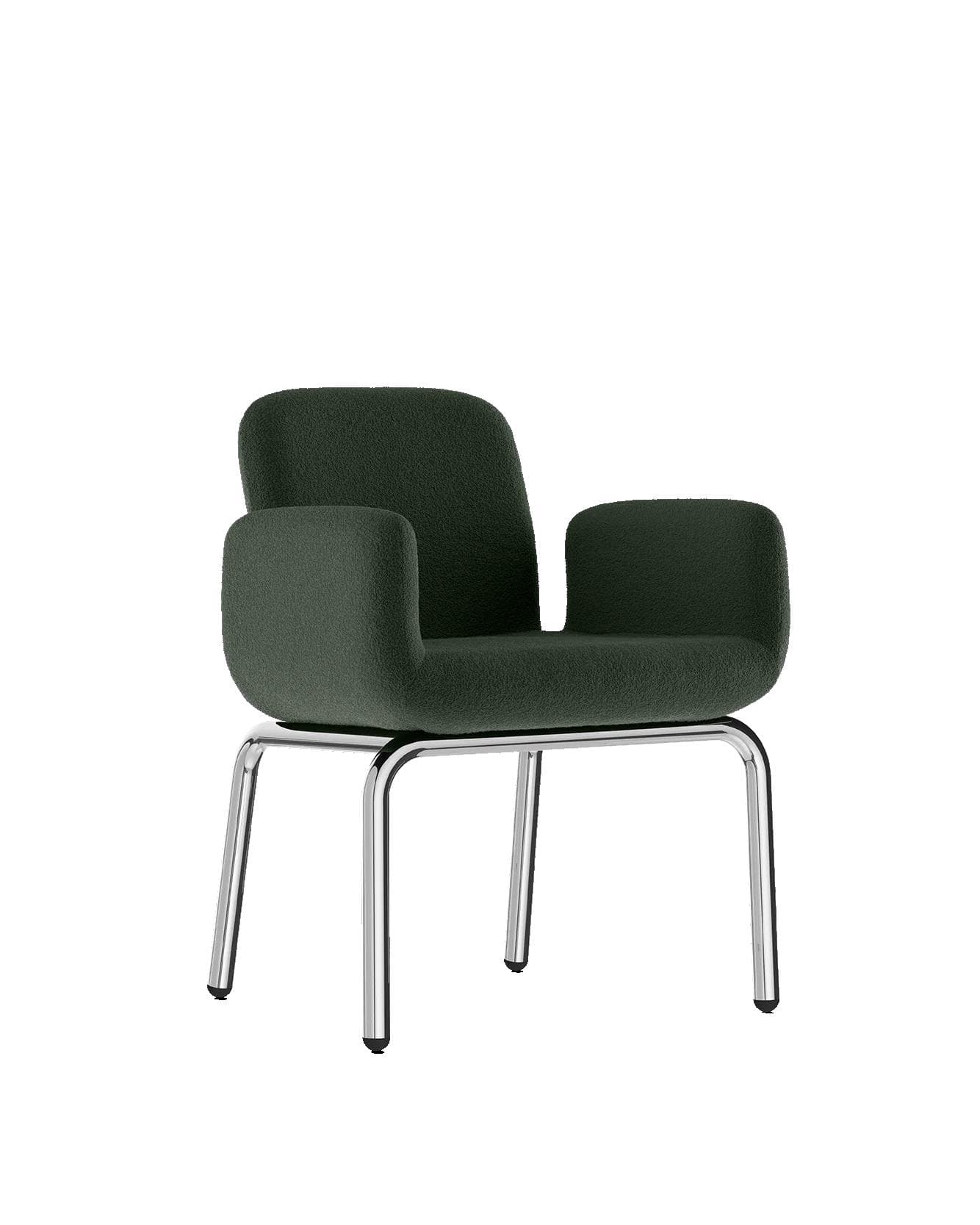 Armchair LS24, dark green, boucle fabric, by M. Viezzoli, Anonima Castelli - 348821