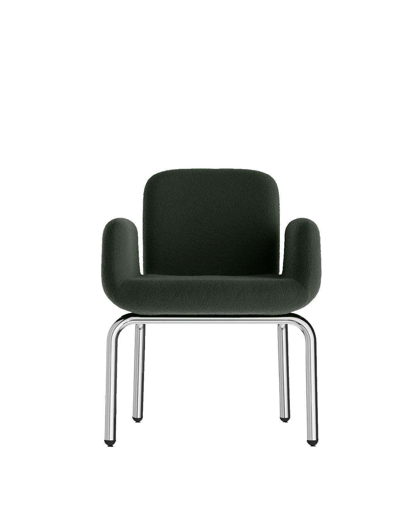 Armchair LS24, dark green, boucle fabric, by M. Viezzoli, Anonima Castelli
