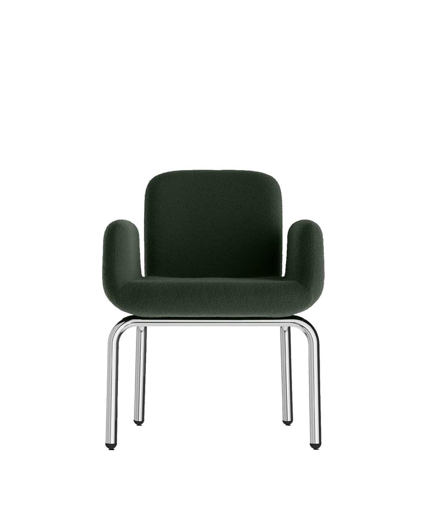 Armchair LS24, dark green, boucle fabric, by M. Viezzoli, Anonima Castelli