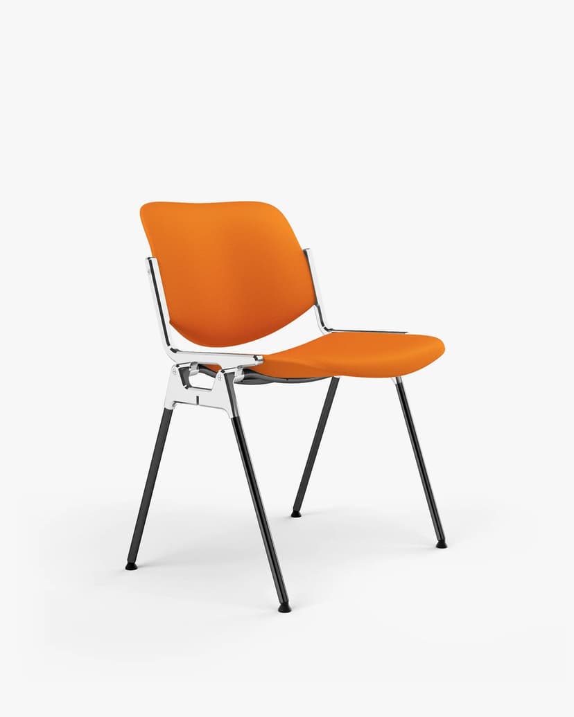 Chair DSC 106 orange, Trevira fabric, by G. Piretti, Anonima Castelli