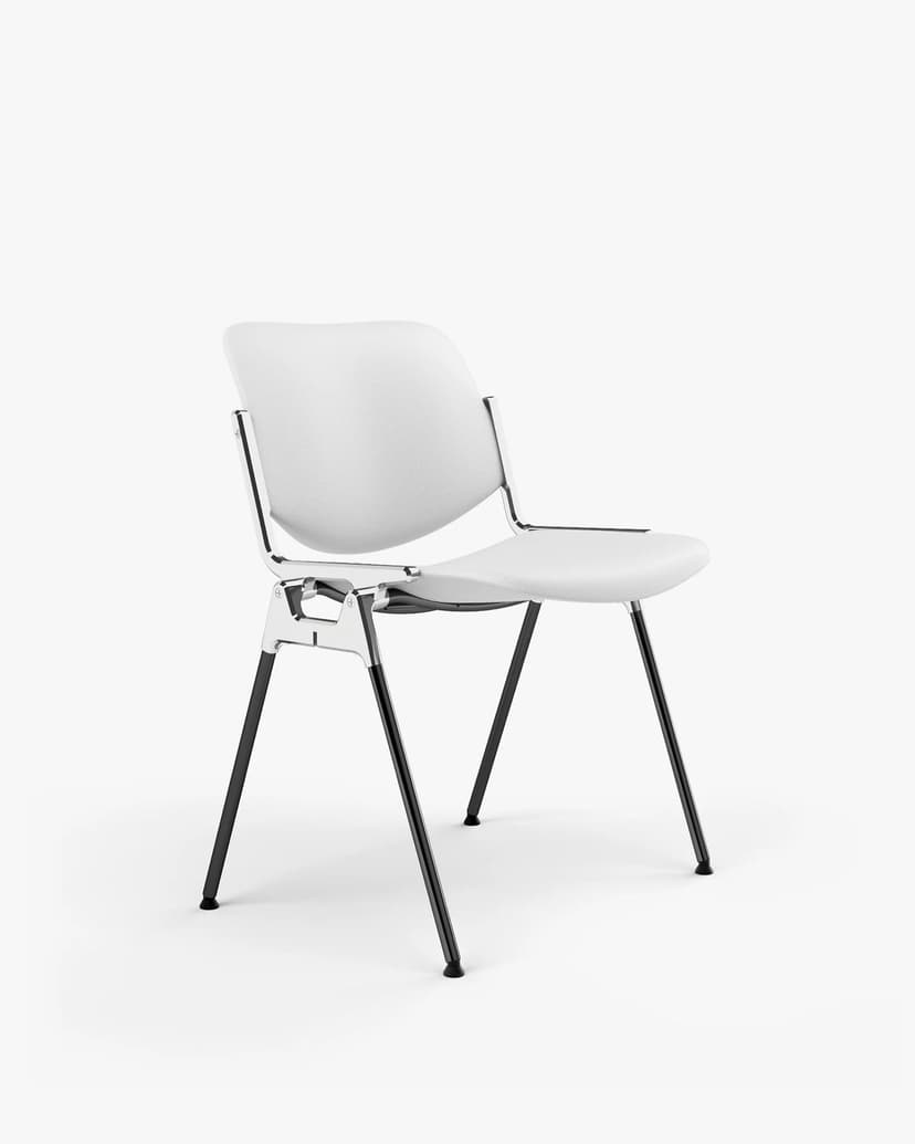 DSC 106 chair, white, Trevira fabric, by G. Piretti, Anonima Castelli