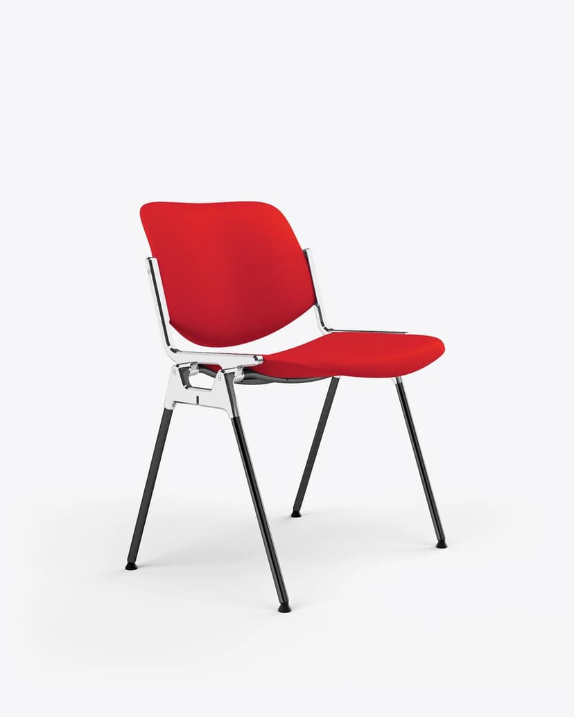 Chair DSC 106 red, Trevira fabric, by G. Piretti, Anonima Castelli