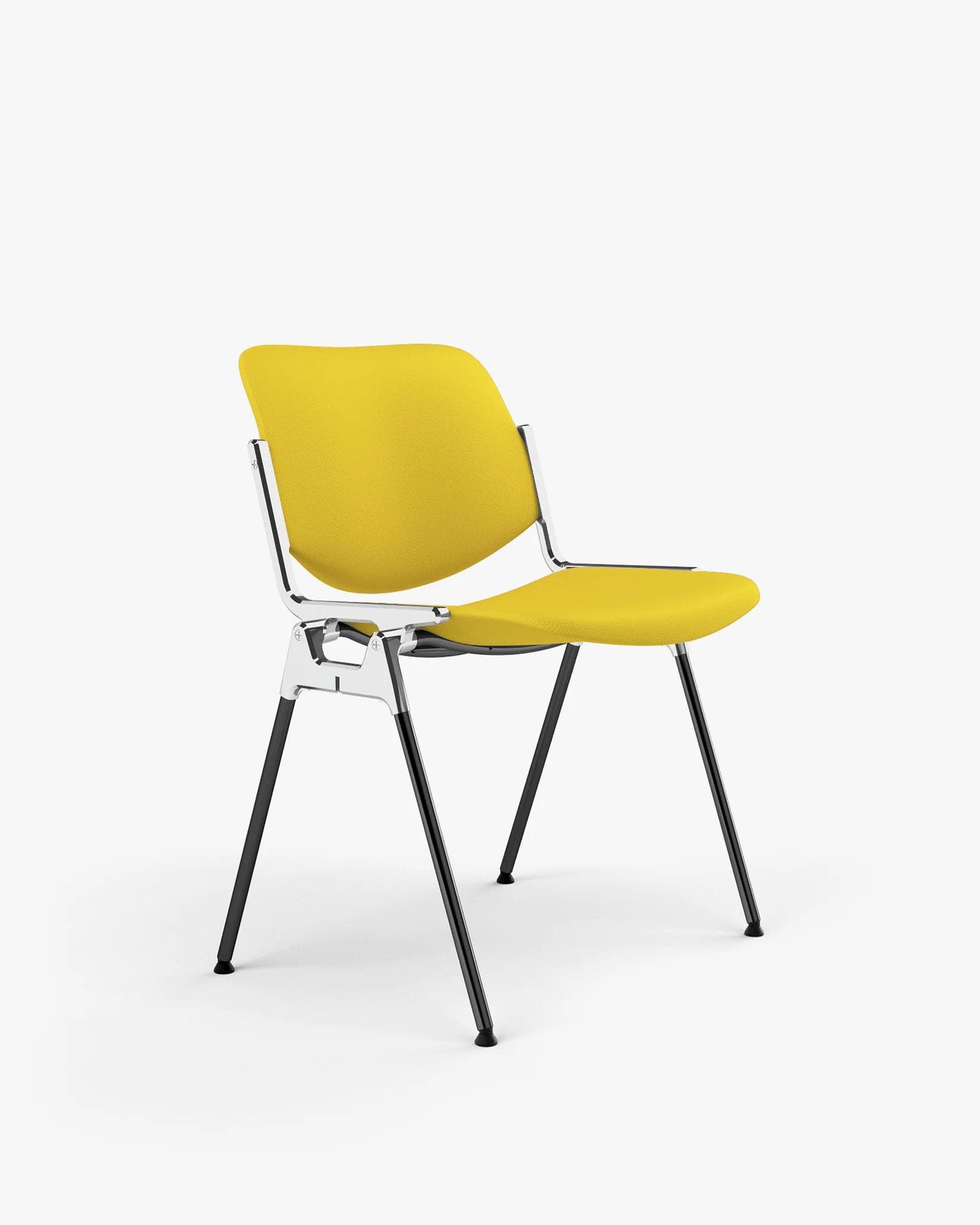Chair DSC 106 yellow, Trevira fabric, by G. Piretti, Anonima Castelli